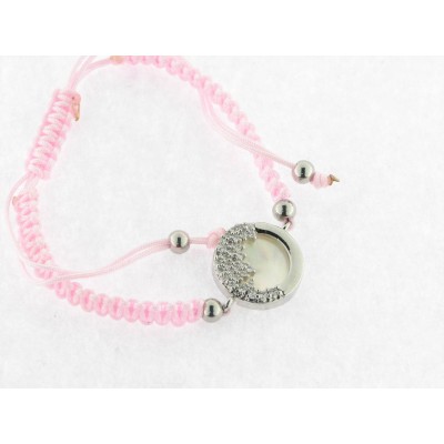 Pulsera Hilo Rosa Acero Nacar Piedras
