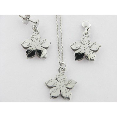 Juego Pendientes Gargantilla Plata