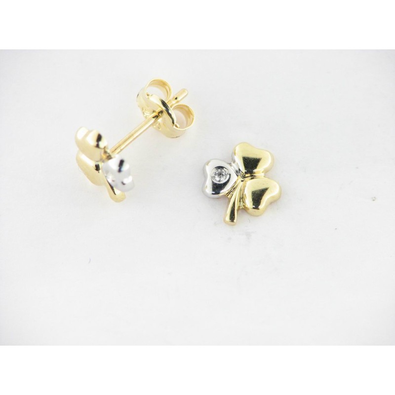 Pendientes Oro Bicolor Piedra