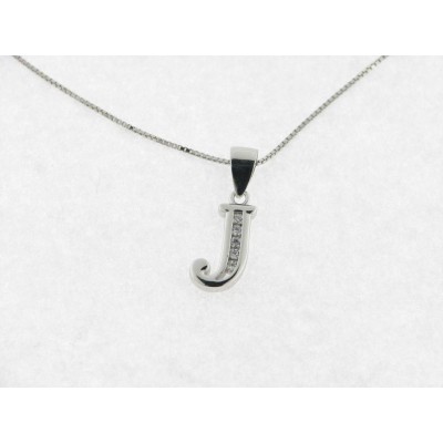Colgante Plata Inicial J Piedras con Cadena