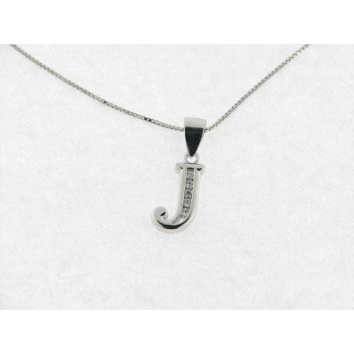 Colgante Plata Inicial J Piedras con Cadena