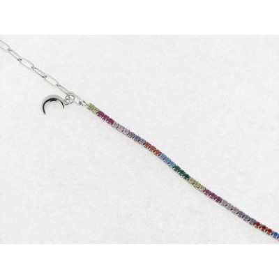 Pulsera Plata Piedras Colores