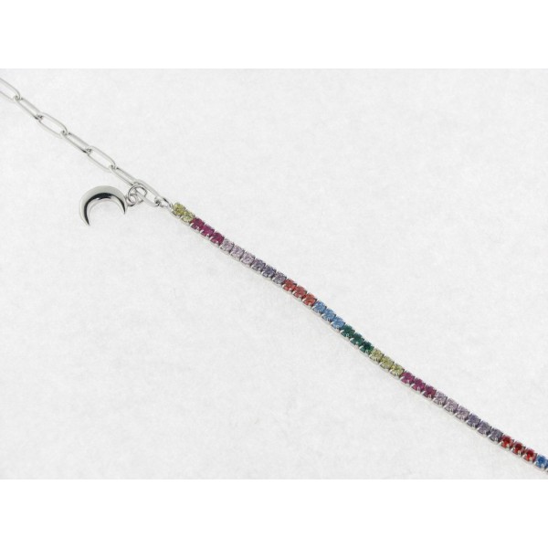 Pulsera Plata Piedras Colores