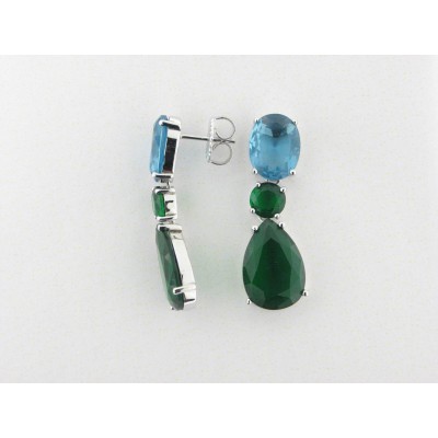 Camaleoni Pendientes Plata Piedras