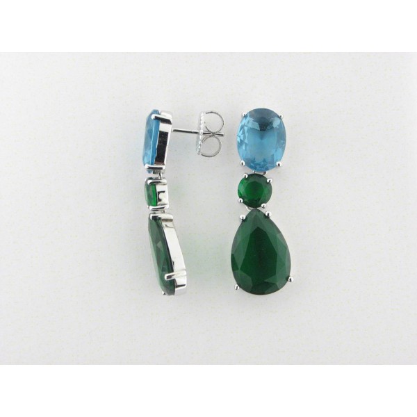 Camaleoni Pendientes Plata Piedras