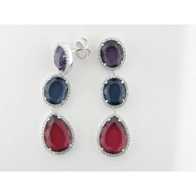 Camaleoni Pendientes Plata Piedras