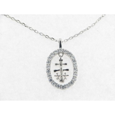 Cruz Carvaca Plata Piedras con Cadena