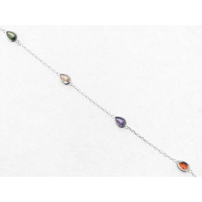 Pulsera Plata Piedras Color