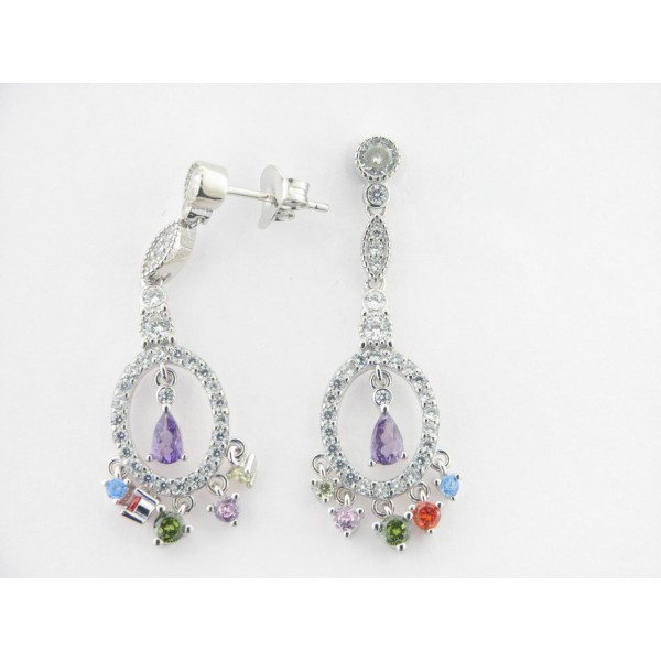 Pendientes Plata Piedras Color