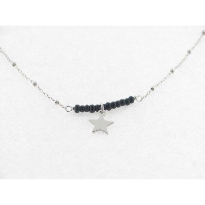 Gargantilla Plata Estrella Piedras Negras
