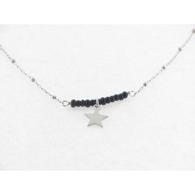 Gargantilla Plata Estrella Piedras Negras