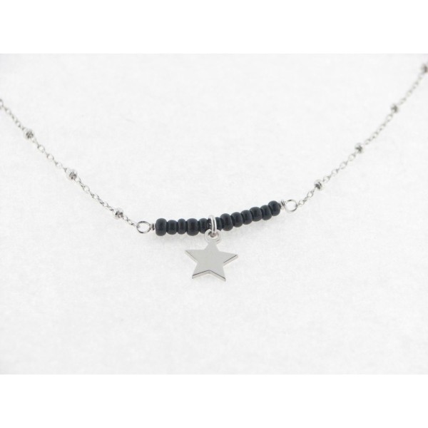 Gargantilla Plata Estrella Piedras Negras