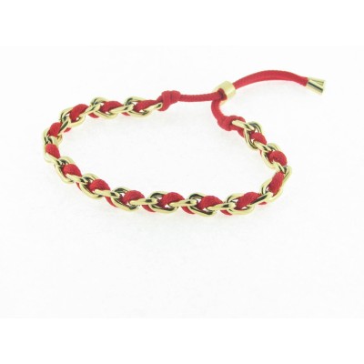 Lotus Pulsera Acero Chapado Hilo Rojo