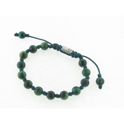 Disorder Pulsera Hilo Verde Bolas 8 mm Verde Acero