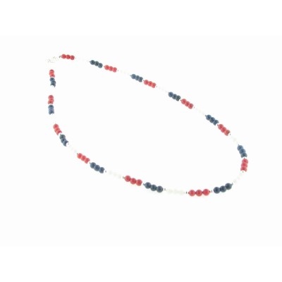 Collar Coral Lapislazuli Plata 45 cm