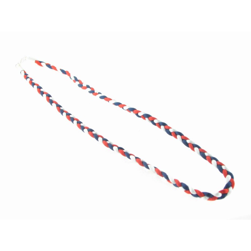 Cordon Hilo Trenzado Rojo-Azul-Blanco 45 cm