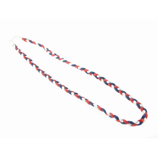 Cordon Hilo Trenzado Rojo-Azul-Blanco 45 cm