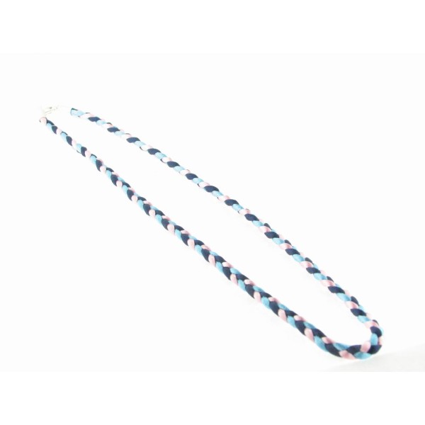 Cordon Hilo Trenzado Rosa-Celeste-Azul Plata 45 cm