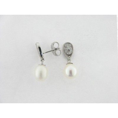 Pendientes Plata Perla Piedras