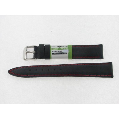 Correa 18 mm Becerro Negro Hilo Rojo
