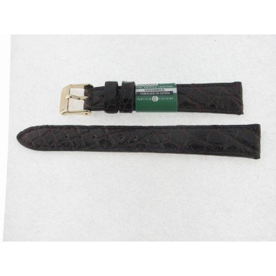 Correa 18 mm Cocodrilo Legitimo G/R Marron Oscuro