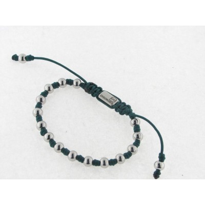 Disorder Pulsera Hilo Verde Bolas 6 mm Acero