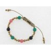 Disorder Pulsera Hilo Beige Bolas 8 mm Colores Acero Dorado