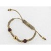 Disorder Pulsera Hilo Beige Bolas 8 mm Rojo Acero dorado