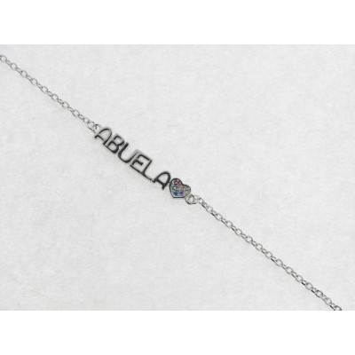 Pulsera Plata Abuela Piedras Colores