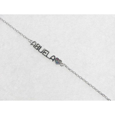 Pulsera Plata Abuela Piedras Colores
