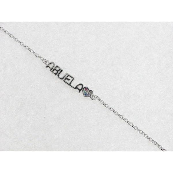 Pulsera Plata Abuela Piedras Colores