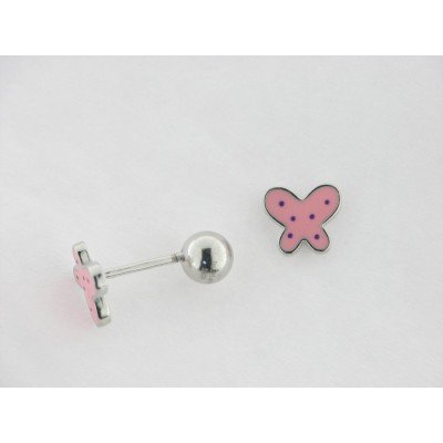Pendientes Plata Mariposa Rosa