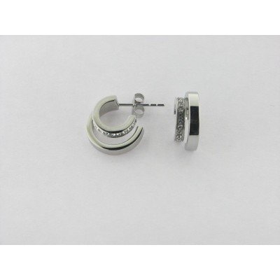 Lotus pendientes aro acero piedras