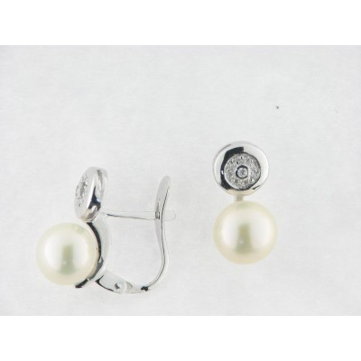Pendientes Oro Blanco Perlas Diamantes Pendientes Oro Blanco Perlas Diamantes