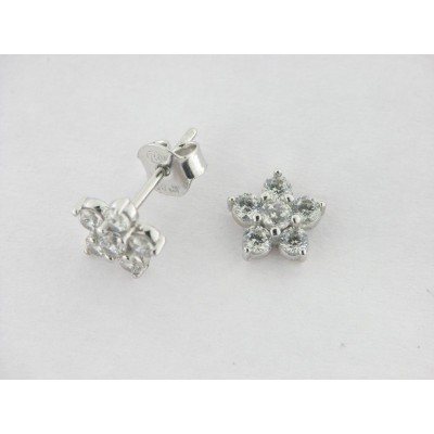 Pendientes Oro Blanco Piedras