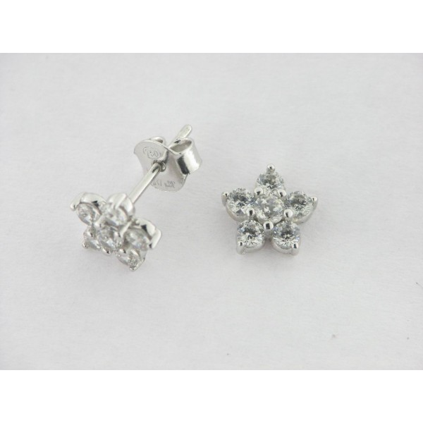 Pendientes Oro Blanco Piedras