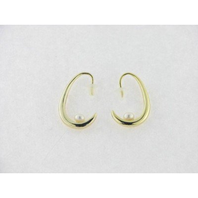 Pendientes aro plata chapada perla