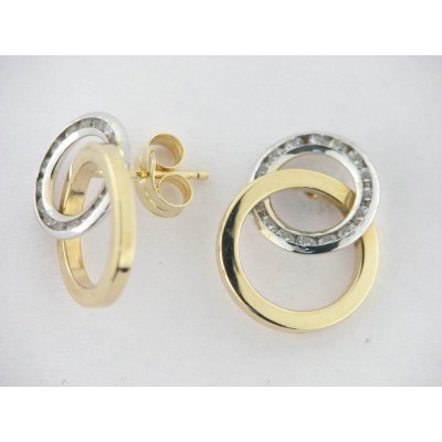 Pendientes Oro Bicolor Piedras