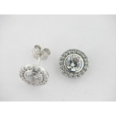 Pendientes Oro Blanco Piedras
