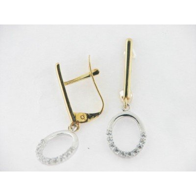 Pendientes Oro Bicolor Piedras