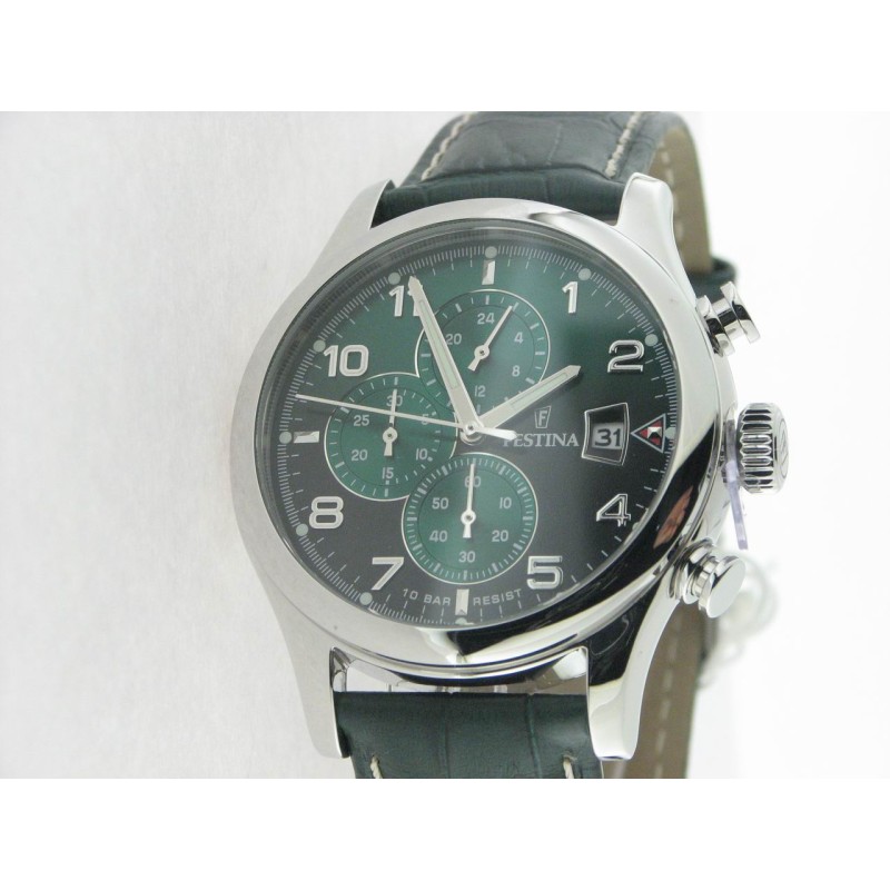 Festina Crono Agujas Acero Correa