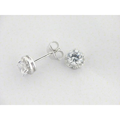 Lotus Pendientes Plata Piedra