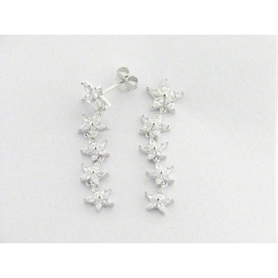 Lotus Pendientes Colgar Plata Piedras