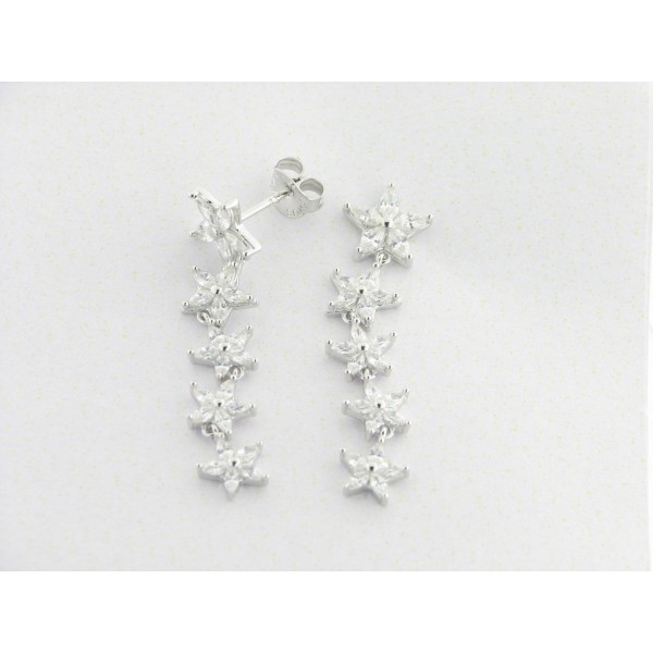 Lotus Pendientes Colgar Plata Piedras