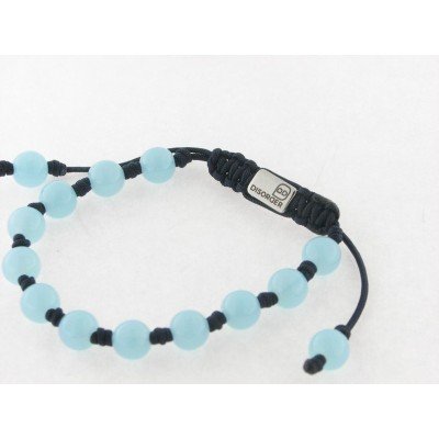 Disorder Pulsera Hilo Negro Bolas 8 mm Azul Acero