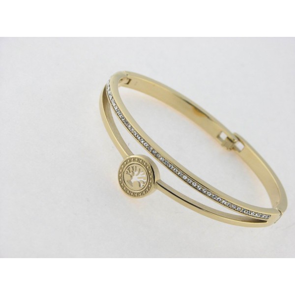 Lotus Pulsera Aro Acero Chapado Piedras