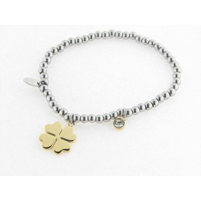 Lotus Pulsera Acero Trebol Chapado