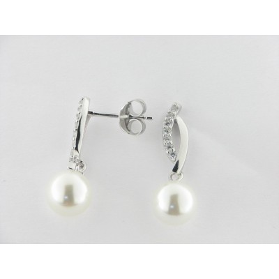 Lotus Pendientes Colgar Plata Perla y Piedras