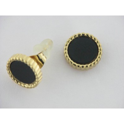 Pendientes Acero Dorado Negro