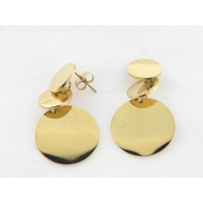 Pendientes Acero Dorado 3 Discos